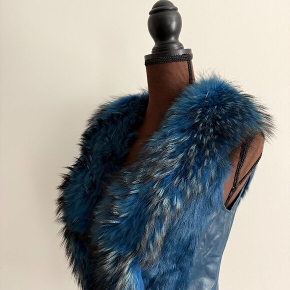 NWOT Pink Leather Vest Real Fox Fur S size - Picture 16 of 16